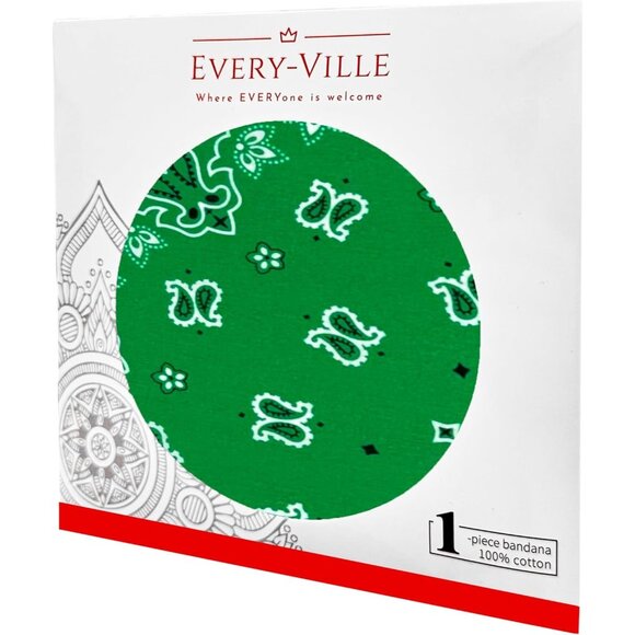 Women's Green Cotton Bandana Large Cowgirl Imported Handkerchief Headband Scarf - Picture 6 of 7